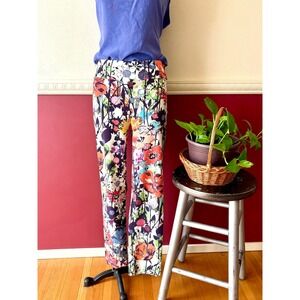 Joseph Ribkoff Floral Art Print Pull On Ankle Pants Women's 6 Colorful Bright